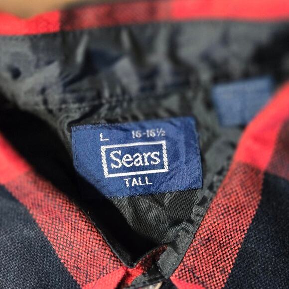 Red and black Sears Flannel shirt size large - Picture 3 of 8